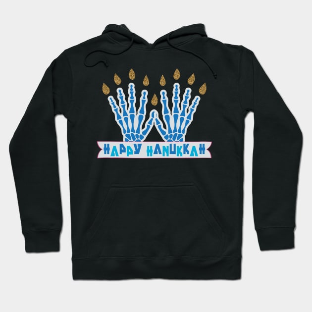 Hanukkah skeleton fingers menorah Hoodie by mckinney